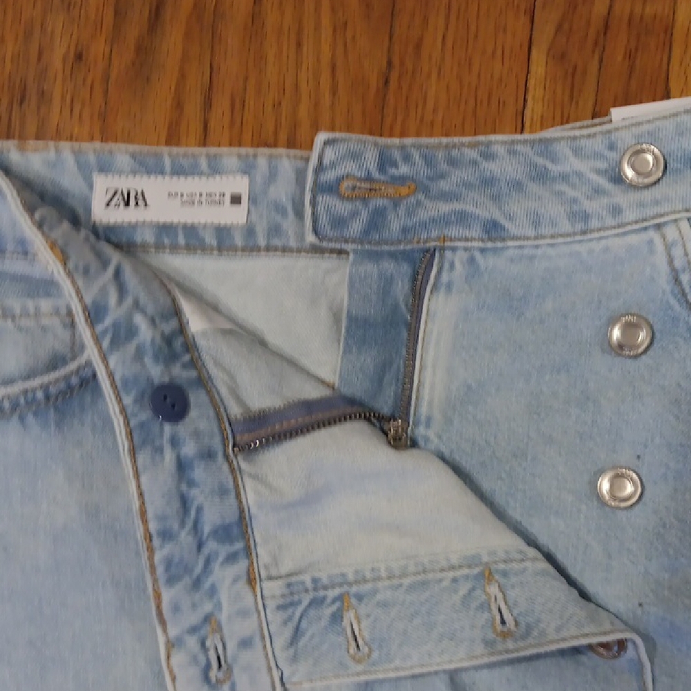 Zara Blue Jean Skorts Button-Fly S NWT - Picture 3 of 4